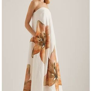 Significant Other Parisa Placed Floral Strapless Linen Maxi Dress